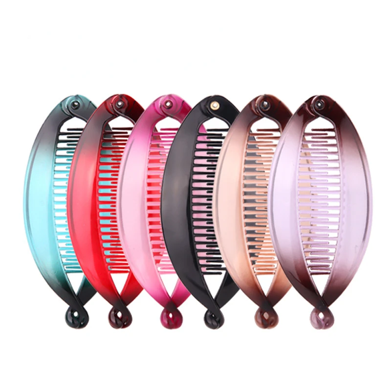 New Fashion Banana Shape Hair Clip Gradient Color Fish Clip Hairpins Hair Accessories for Women Hair Clip Clamp DIY Accessories