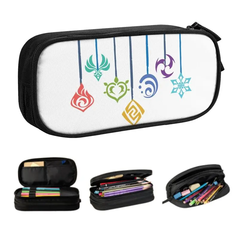 

Пеналы Genshin Impact Venti Kawaii для девочек и мальчиков, большая емкость, комикс, пенал для аниме игр, канцелярские принадлежности для студентов