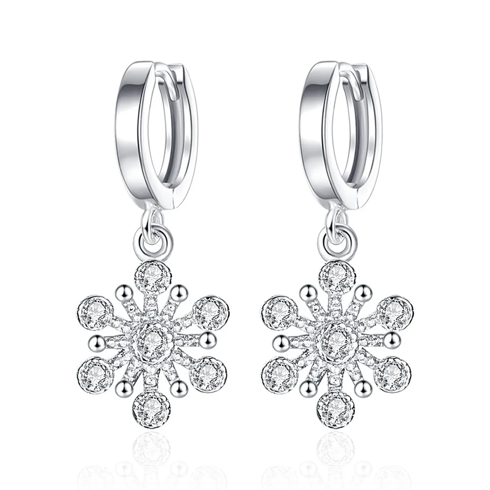 

Korean Fairy Snowflake Earrings Fine Silver-plated Flower Drop Earrings For Women Earing Jewelry Earings Earring Kolczyki O112