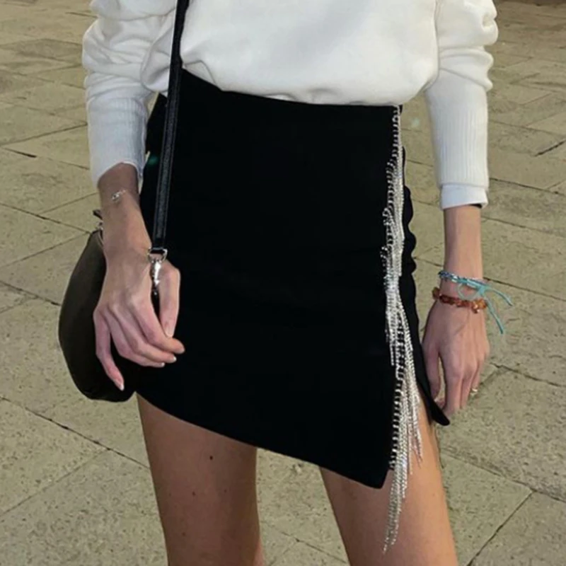 

2022 Black Mini Bodycon Skirt Women Sexy Party Autumn Winter Casual Y2K Club High Waist Fashion Pencil Skirts Vintage