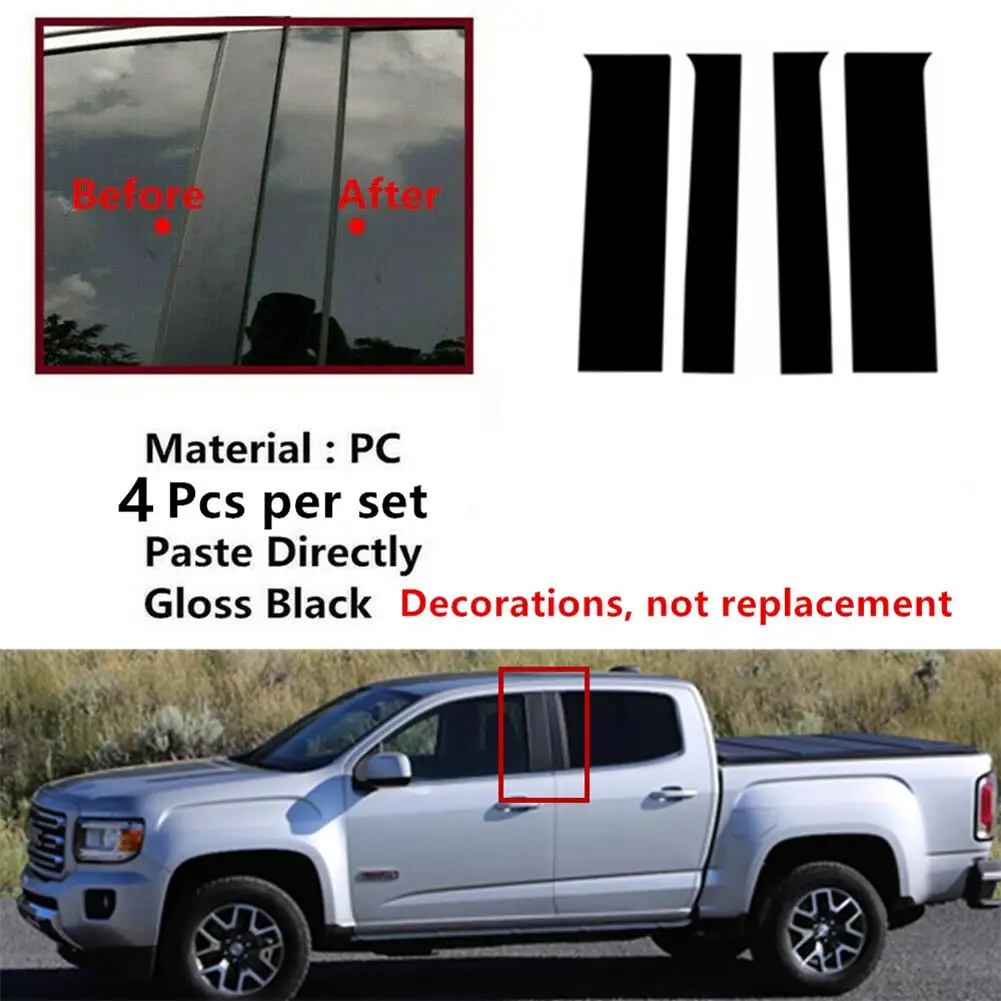 

4pcs Waterproof Decal Covers Door Trim Pillar Posts Black For CHEVROLET Colorado For GMC Canyon 2015-2022