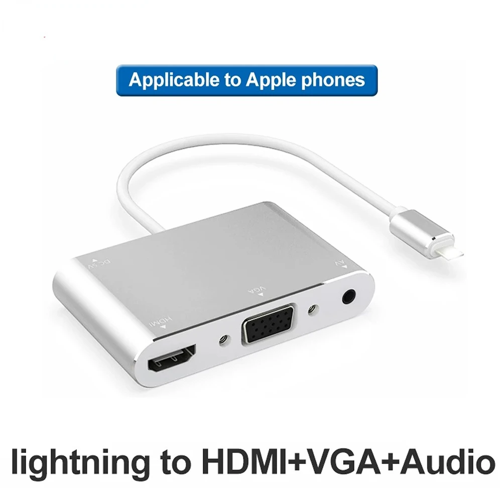 HDTV OTG Cabo Para iPhone A HDMI VGA 3,5mm Adaptador DE Audio Adaptador DE vídeo Para IPhone Estende Hub Para Iphone/ipad Ar/Min