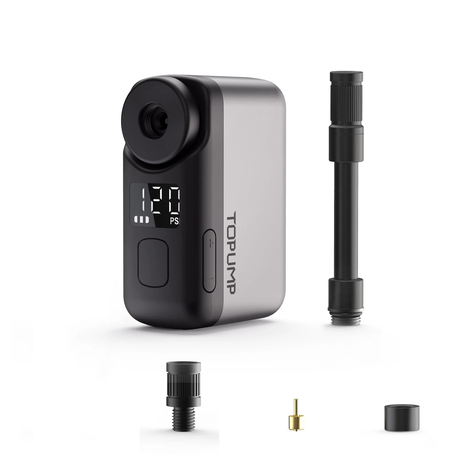 TOPUMP TB2 PRO Mini Portable Electric Pump for Bike Cordless Tire Inflator 120PSI Max 450mAh Battery with Screen Fast Charging