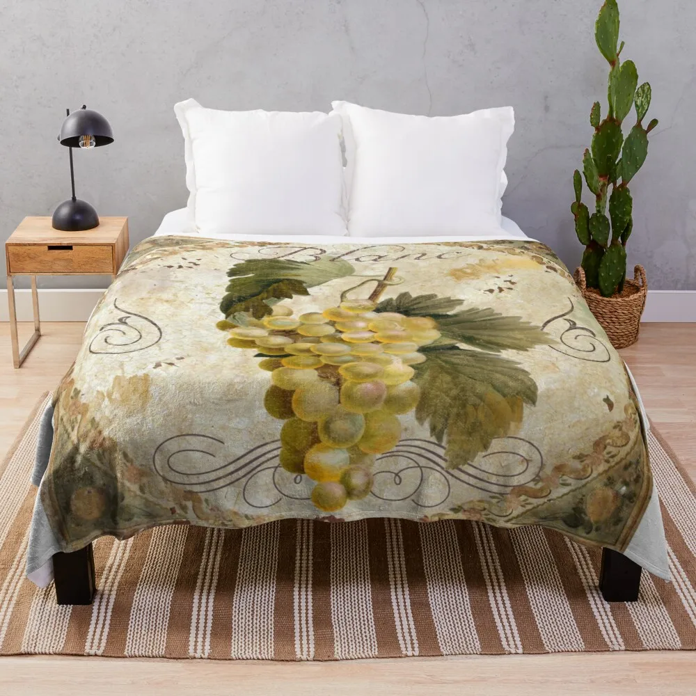 

Tuscany Table Chablis Blanc Wine Grapes Throw Blanket