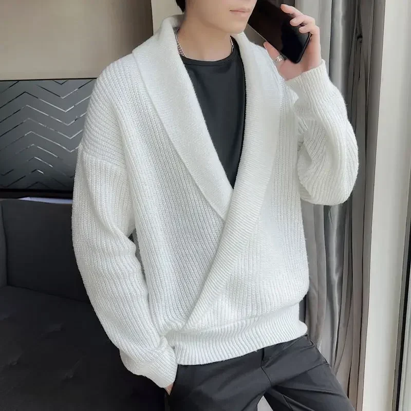 Новый толстый свитер для мужчин пальто в корейском стиле дизайнерский свитшот Y2k