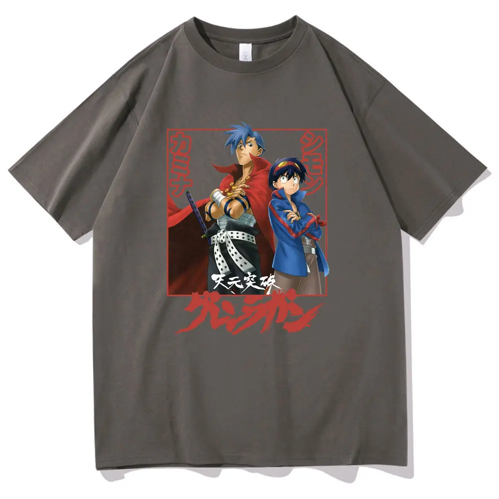 Anime 90s Tengen Toppa Gurren Lagann Simon Kamina Print Tshirt Men Women Fashion Funny Manga Harajuku T-shirt Cotton Male Tees images - 6