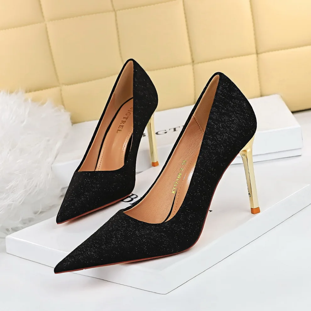 

BIGTREE Shoes Woman Pumps Classic Women Shoes Basic Women Heels Cloth Fabric Shallow Wedding Shoes Sexy Stiletto Plus Size 42 43