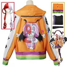 Halloween Uta Cosplay Anime Costume Film Red Uta Hooded Hoode Jackets Orange Outfit Costume Wig 