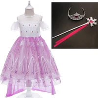snow queen 2 cosplay elsa girls dress summer casual mesh princess dress party show costume 4 12 years kids dress