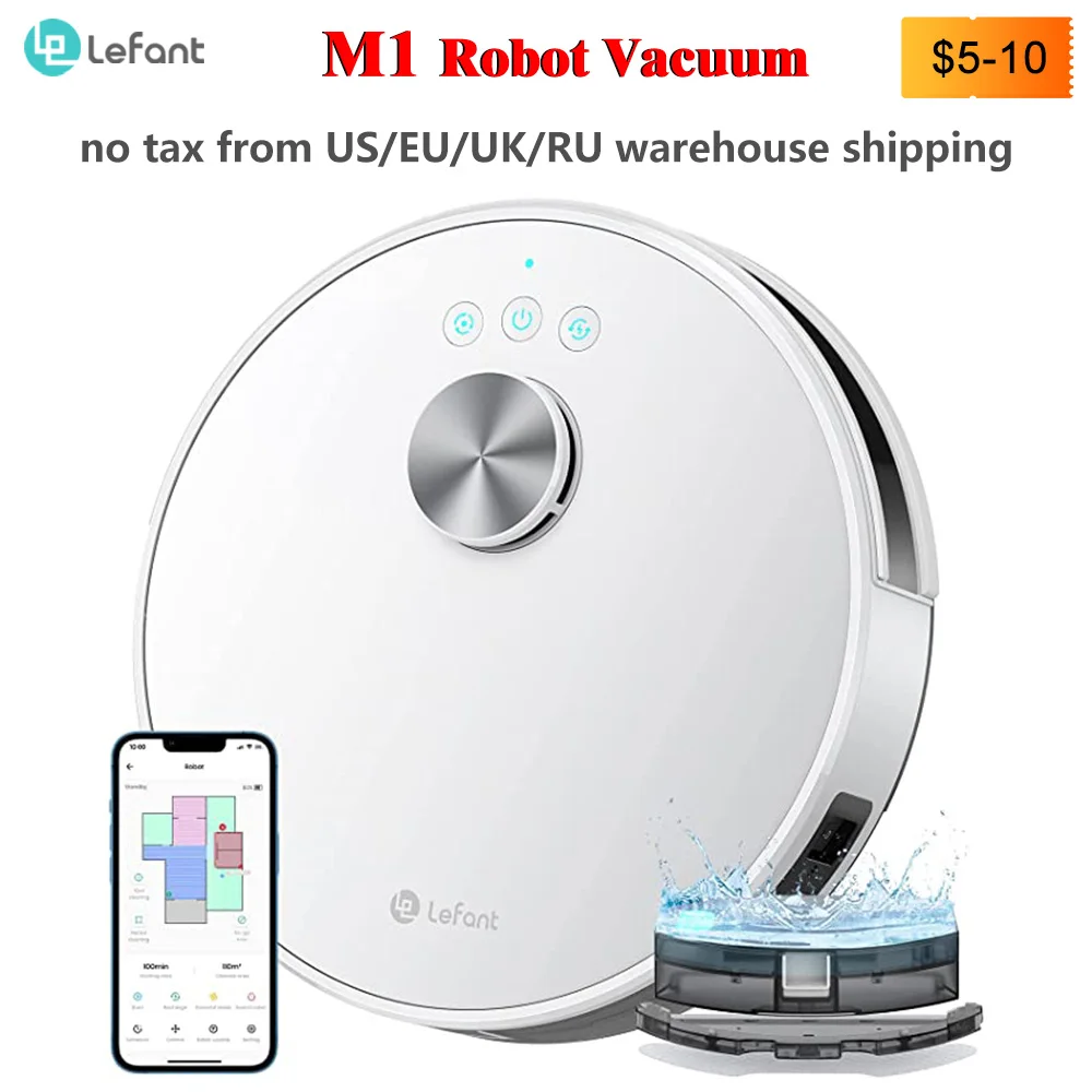

Lefant LDS M1 Robot Vacuum Cleaner Sweep Mop Lidar Navigation Real-time Map No-go Zone Area APP Control for Hard Floors Pet Hair