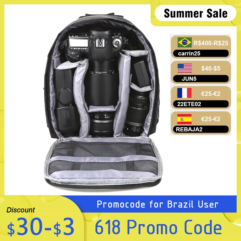 

Andoer Outdoor Camera Bag Waterproof Functional Breathable DSLR Backpack Camera Video Bag ALL Weather