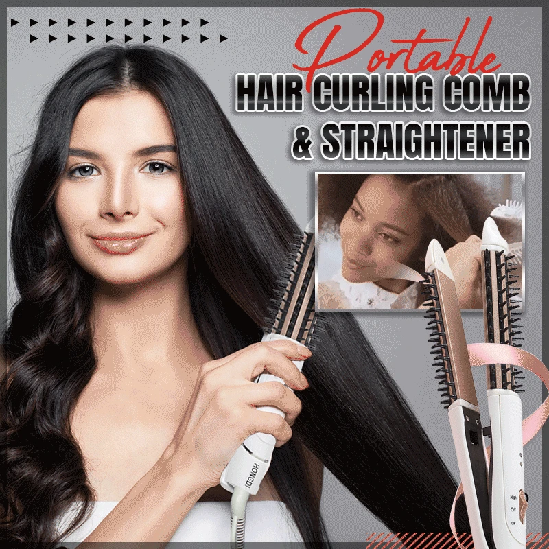 

2 in 1 Portable Hair Curling Comb & Straightener Multifunctional hair curling comb Beard Straightener Hair Styling Tool