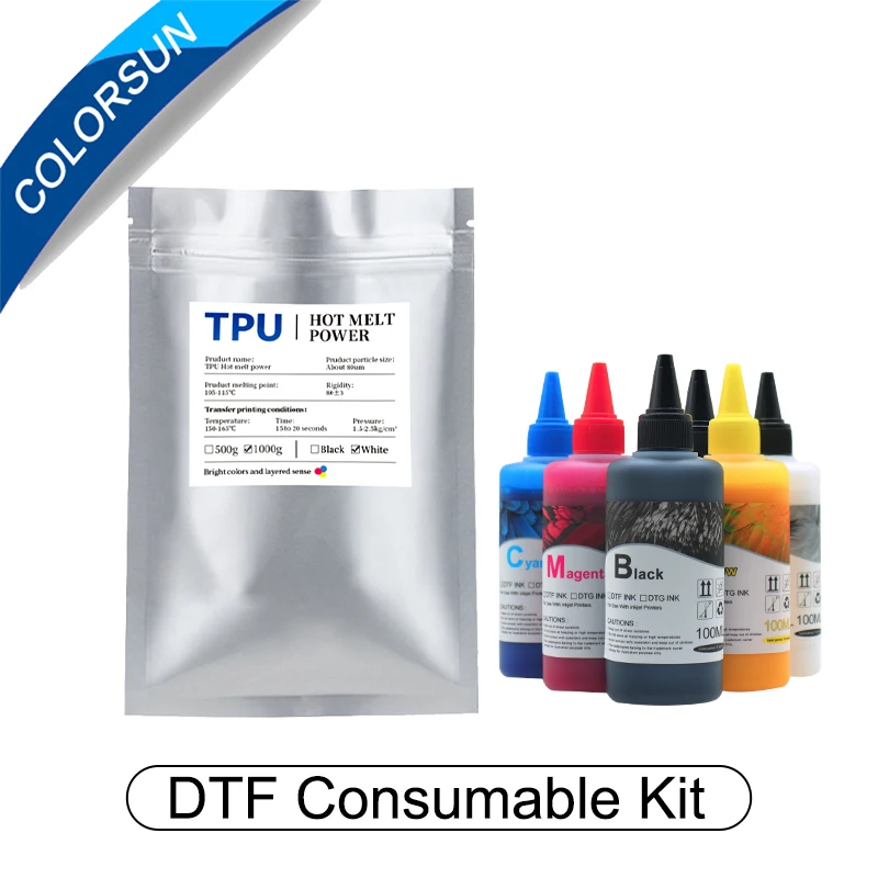 

Чернила Colorsun DTF 100 мл для прямой печати на пленке, набор чернил DTF, термоплавкий порошок для принтера DTF, расходные материалы DTF для трансферной пленки