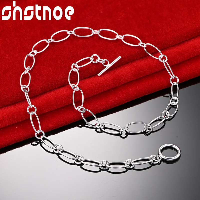 

SHSTONE 925 Sterling Silver Exquisite 18 Inch Oval Chain Necklaces For Women Party Wedding Charm Jewelry Christmas Birthday Gift