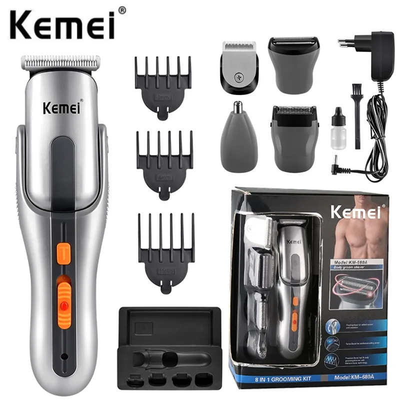 Kemei KM-680A All-in-One Men's Groom Set Nose Ear Clipper Kit Beard Knife Nose Epilator Sideburn Shaver Body Hair Shaver