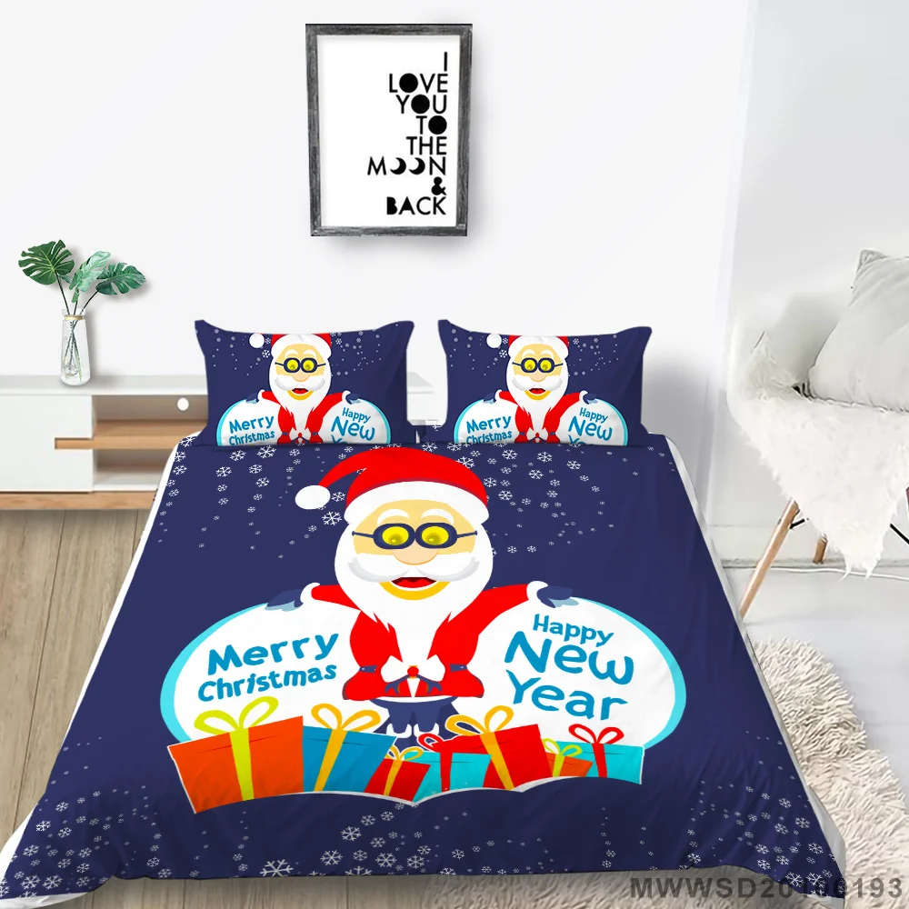 

Пододеяльники с мультяшным принтом в рождественском стиле, постельное белье из полиэстера, костюмы для мальчиков и девочек, домашний текстиль