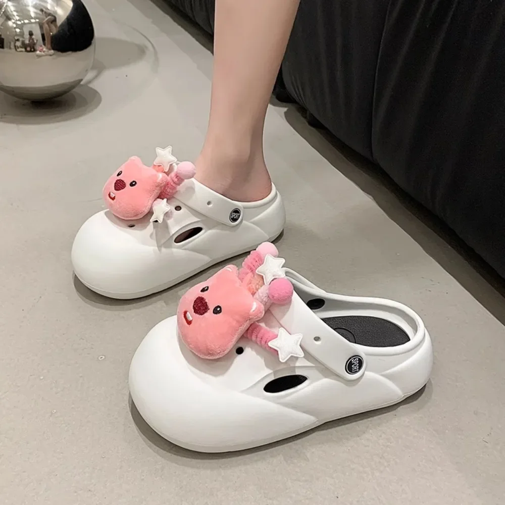 Летние женские тапочки Baotou с мультяшным принтом милые Нескользящие пляжные