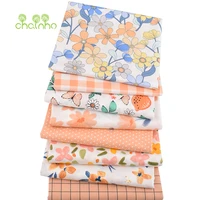 Chainho,Printed Twill Cotton Fabric,Patchwork Clothes,Orange Floral,DIY Sewing Quilting Home Textiles Material For Baby Children