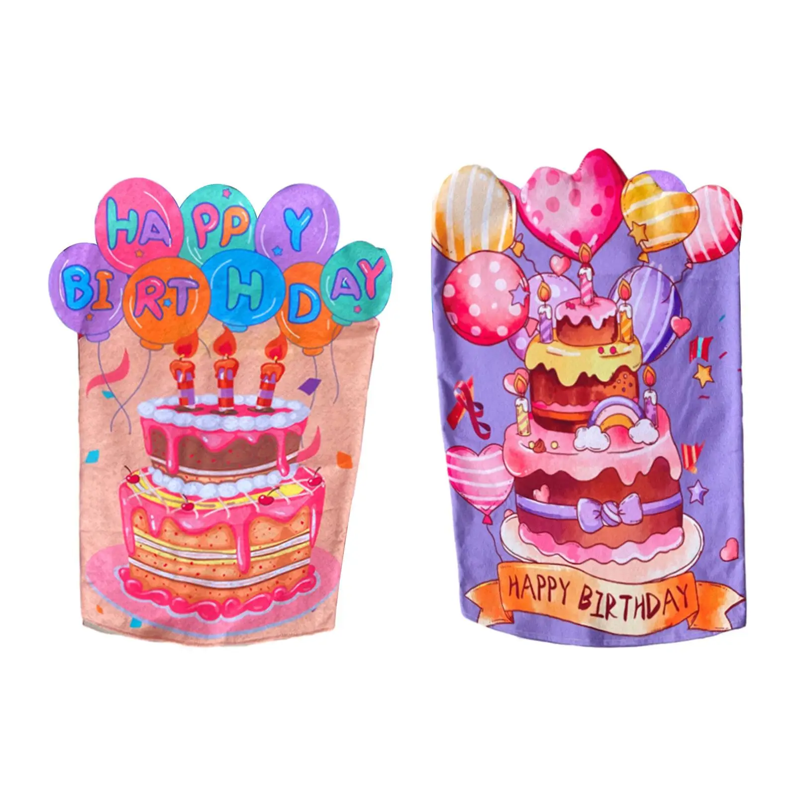 

2Pcs Birthday Chair Cover Chair Back Cover Dining Chair Slipcover Removable Bedroom Cake Patterns Home Birthday Seat Cover