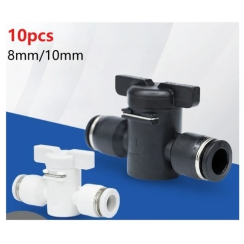 10 шт. BTC 8 мм 10 мм пластиковый пневматический вставной разъем для быстрого соединения ручной клапан для переключателя поворота ручной шарик ограничитель тока