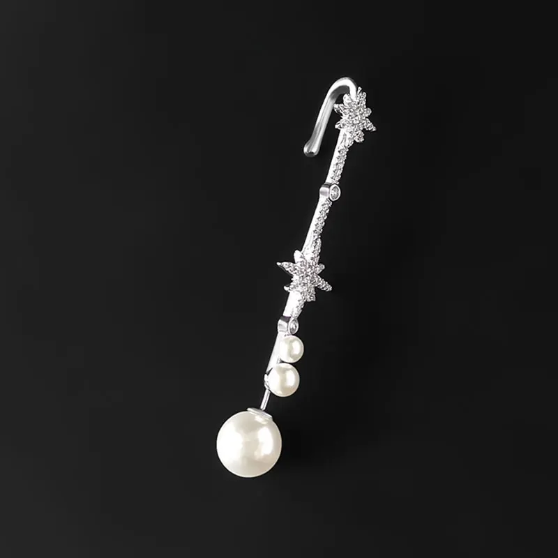 

Amoo Single Pearl Octopus Star Meteor Ear Bone Clip Simple Ear Hook S925 Sterling Silver Earrings Women Exaggerate Trend Jewelry