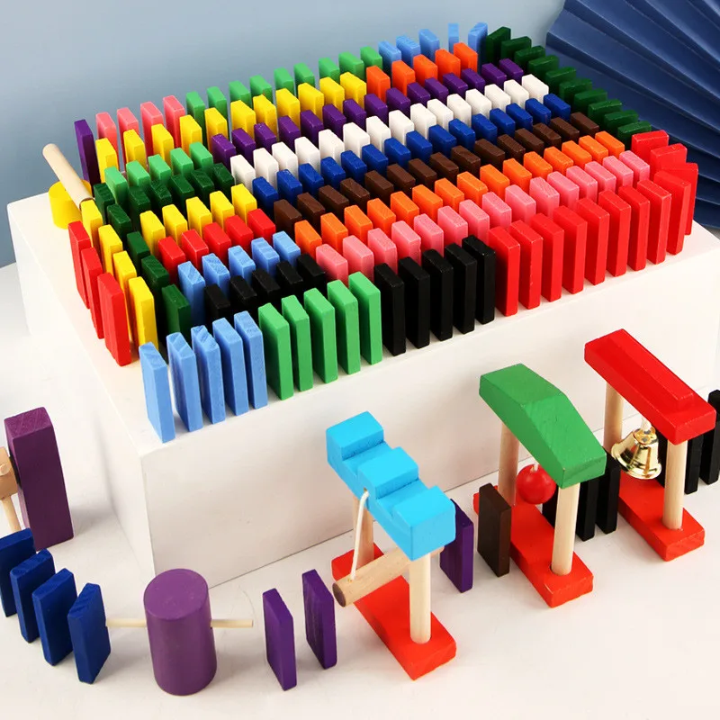 Wooden Domino Toys Institution Accessories Organ Blocks Dominoes Games Brain Thinking Training Kids Montessori Educational Toys