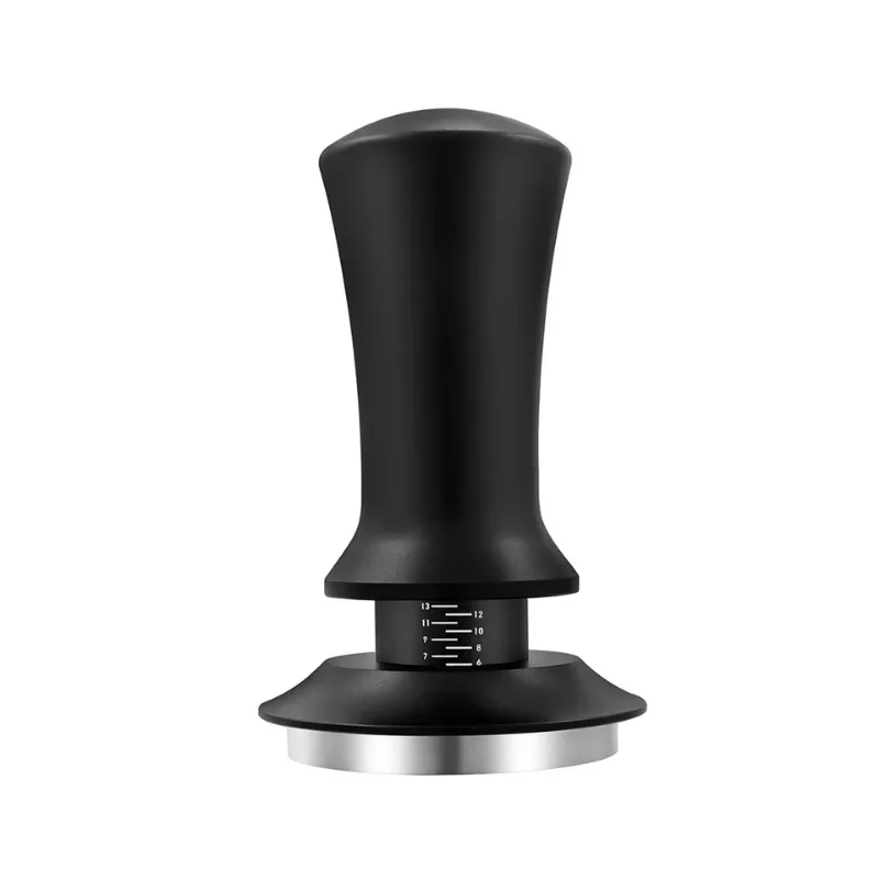 

58.5mm Coffee Tamper Adjustable Height with Scale 30lb Espresso Springs Calibrated Tamping Stainless Steel Flat Base 51/53/58mm
