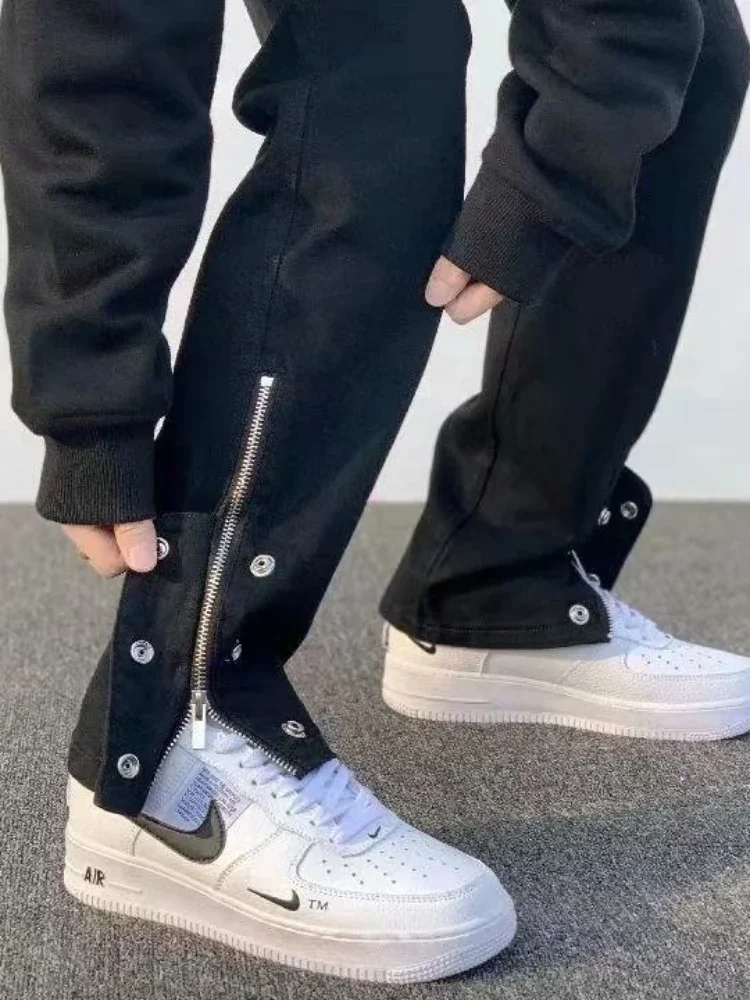 Джинсы мужские в европейском стиле Vibe High Street с боковой молнией потертые