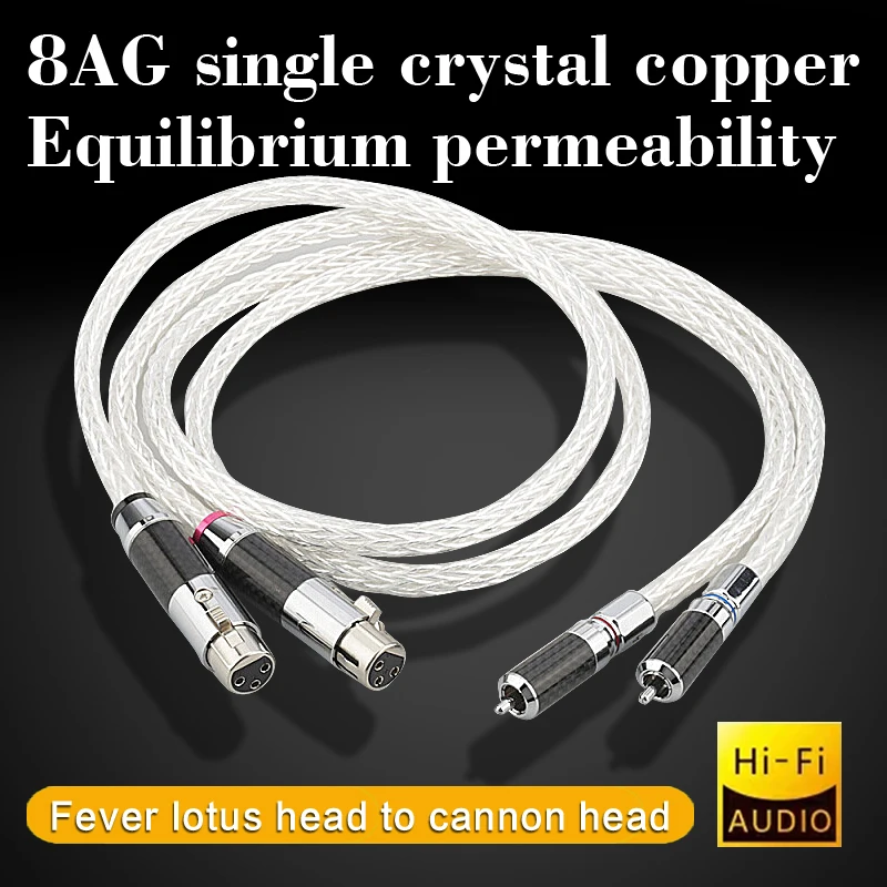 

DIYLIVE 8AG single crystal copper silver plated audio cable Lotus head to Non male HiFi RCA to XLR male/female balance cable