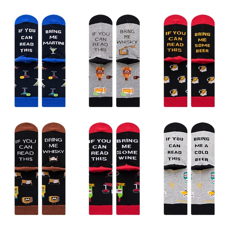 

Unisex Novelty Funny Saying Long Crew Socks If You Can Read This Martini Whisky Beer Wine Letters Cotton Stockings Gifts 37JB