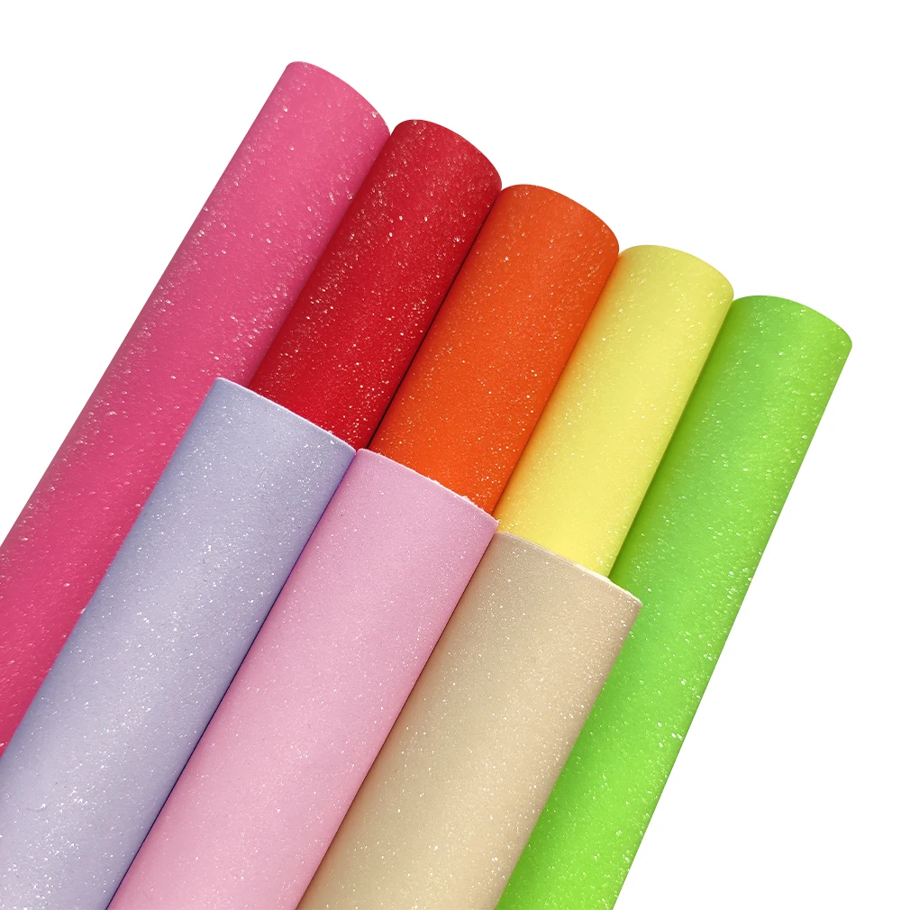 

Shiny Solid Color Embossed Design PU Synthetic Leather Fabric Sheet for Making Shoe/Bag/DIY Accessories/Clothing A4-8pcs