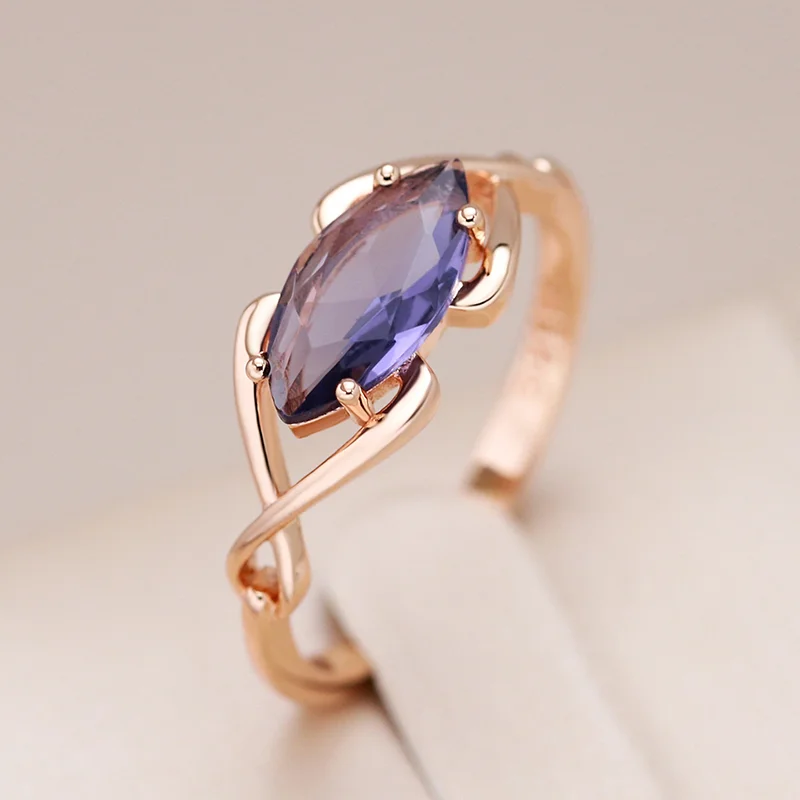 

Sparkling Purple Natural Zircon Rings for Women Luxury Rose Gold Color Party