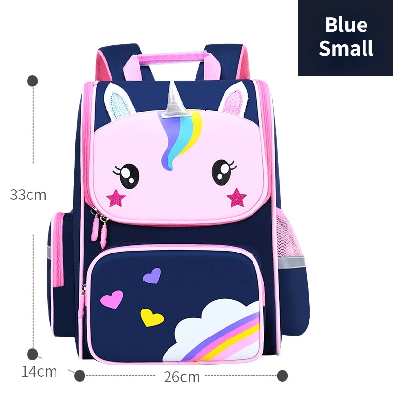 3 Piece Children Unicorn Cartoon Primary School Pen Bags for Boy Girl Lovely Princess Backpacks Grades 1-6 Large Capacity Travel