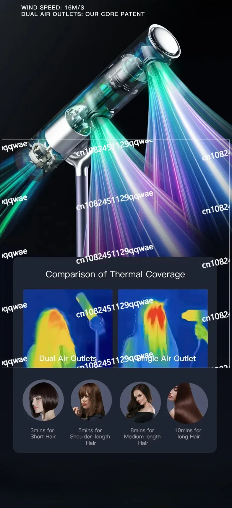 Профессиональный ионный фен для ухода за волосами мощный горячий и холодный