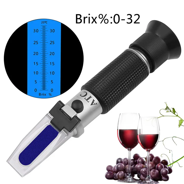 Rifrattometro portatile misuratore di concentrazione di zucchero densimetro 0-32% Brix saccarimetro zucchero Tester frutta uva ATC