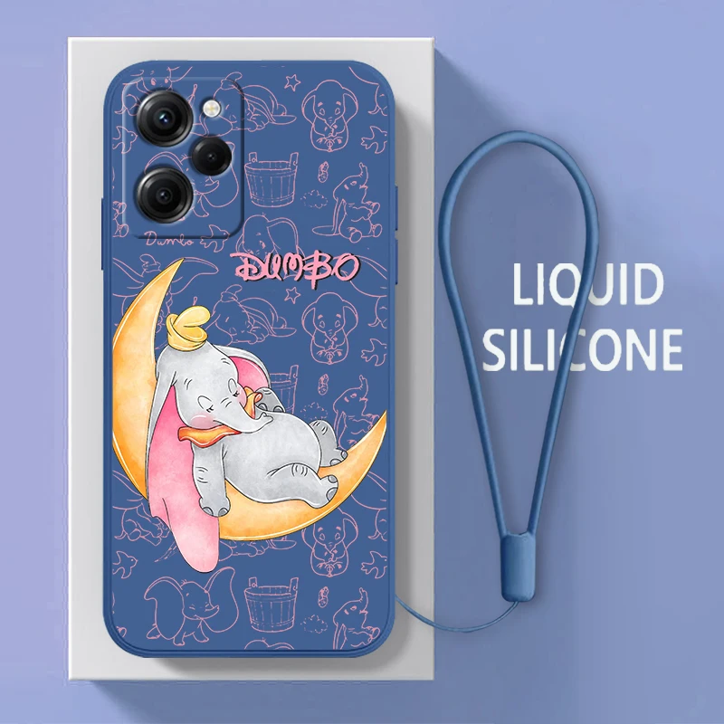 

Dumbo Cat Cartoon For Xiaomi POCO X5 M5 C40 M4 X4 F4 C40 X3 NFC F3 GT M4 M3 M2 Pro C3 4G 5G Liquid Rope Phone Case Coque Capa