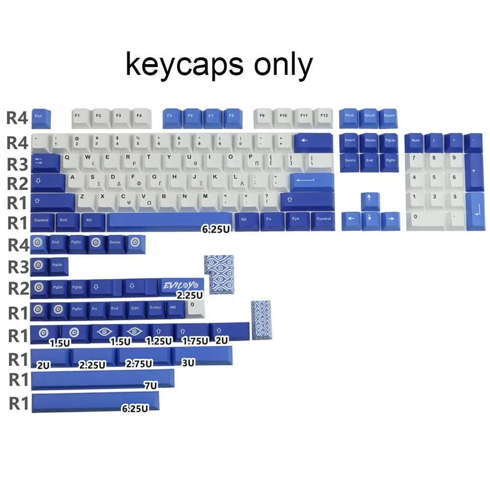 

Клавиатура GMK-EvilEye с сублимационной механической клавиатурой, оригинальная, с высоким набором ключей и 980 немецкими колпачками