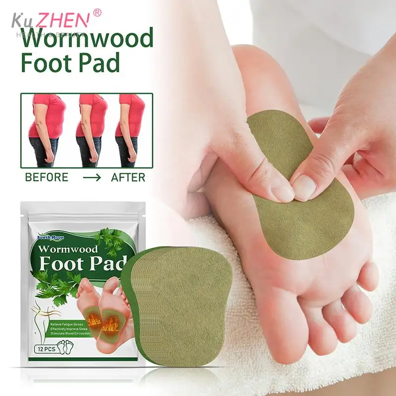 

12Pcs Wormwood Foot Pads Detox Cleansing Toxins Relieve Pain Stress Help Sleeping Weight Loss Foot Pads Leg Health Foot Care