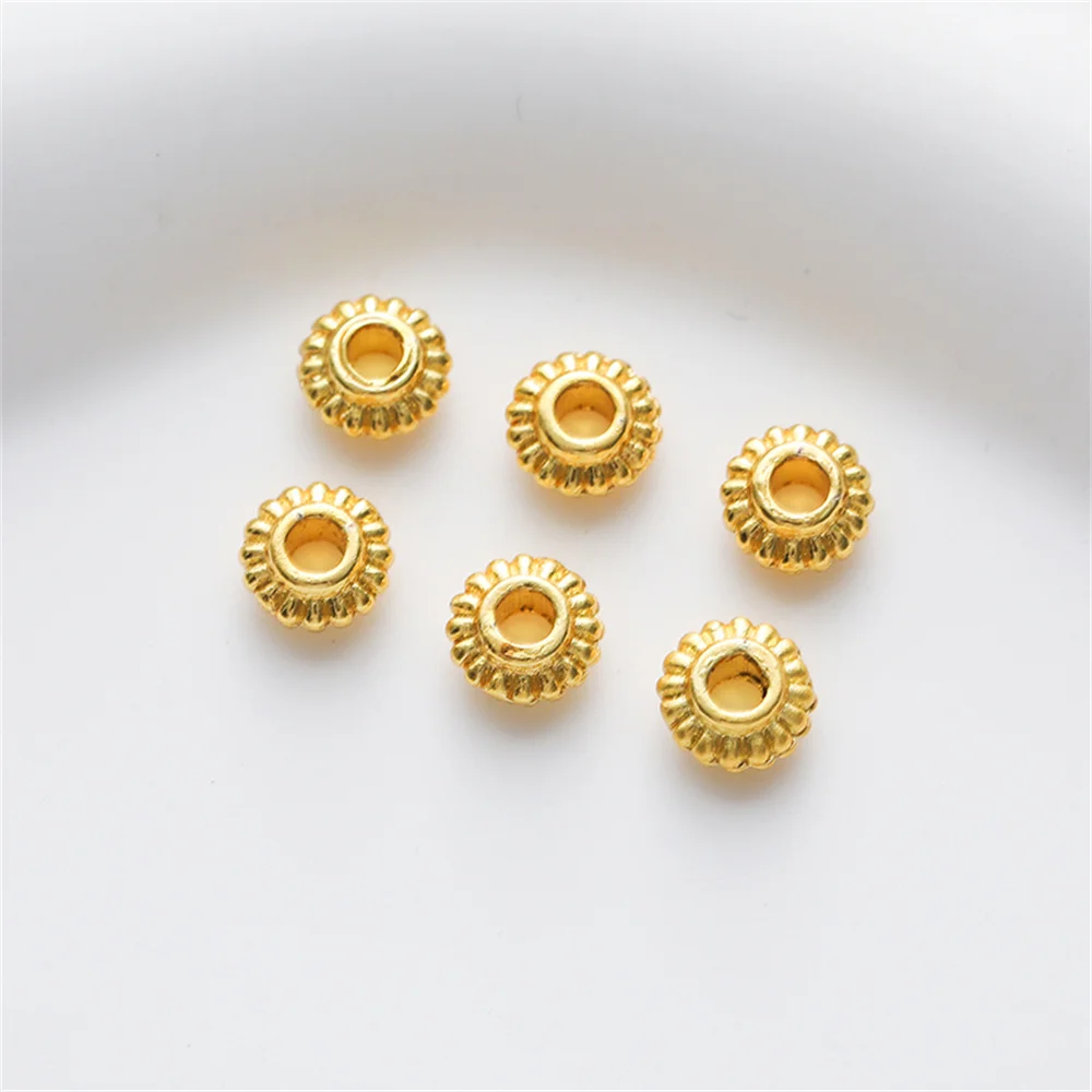 

18K dummy gold color preserving 6mm septum septum bead tire gear DIY accessories bracelet necklace accessories ancient gold bead