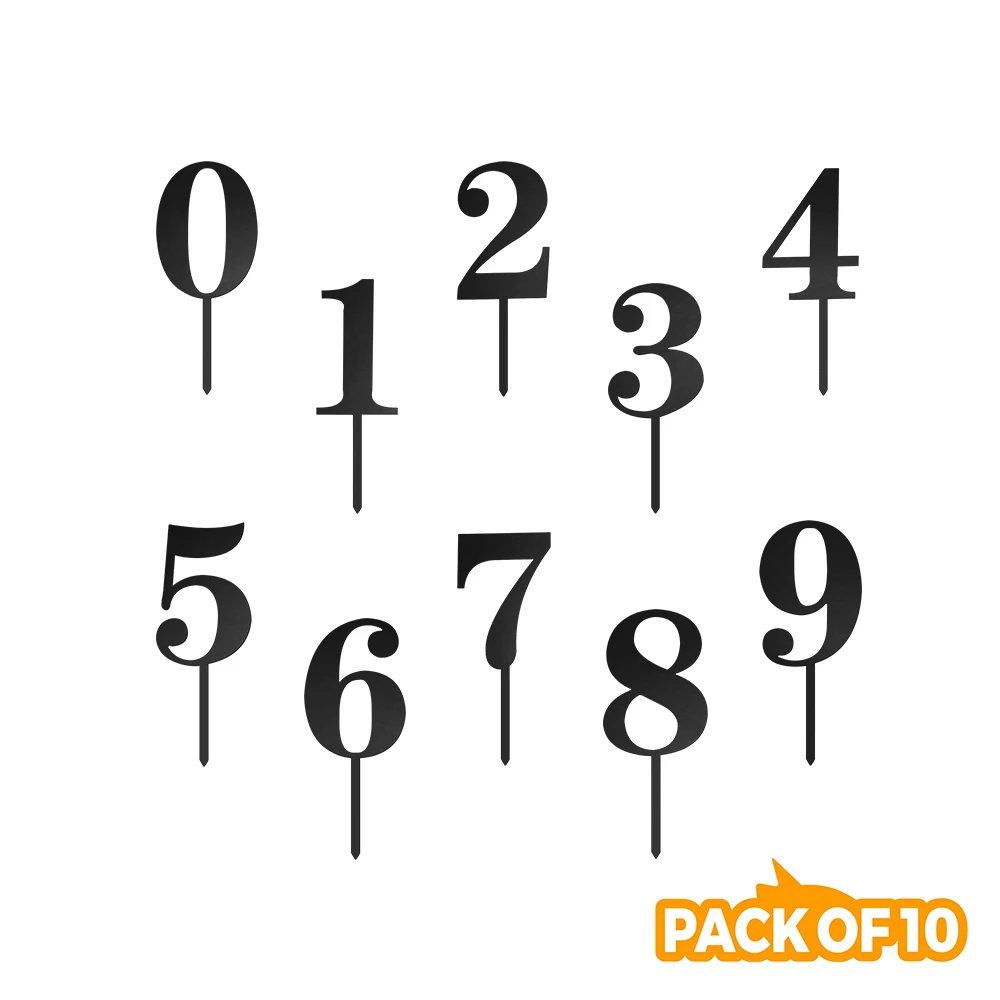 

Набор из 10 акриловых топперов для торта в виде цифр на день рождения, украшение для торта на годовщину, золотой/черный/Серебряный/розовое золото