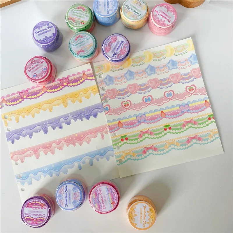 5M Korean Cute Lace Bowknot Cream Adhesive Tape Kawaii Masking Washi Planner Hand Account DIY Decorative Sticker Stationery - купить по