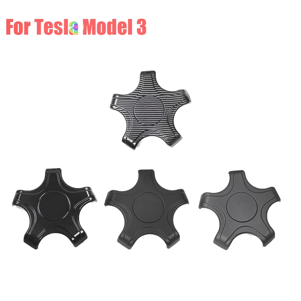 

4pcs Wheel Center Caps Hub Cover For Tesla Model 3 Five Claw Type Carbon Fiber Athletic Hubcaps Car Decoration Auto Accessories