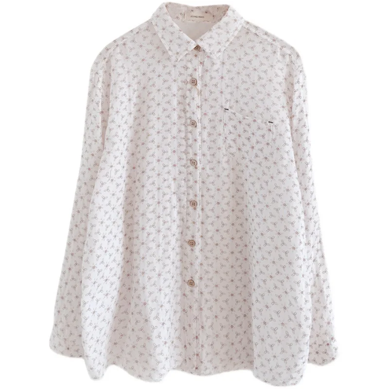 Новинка Осенние хлопковые рубашки Женские базовые Топы с принтом для девочек