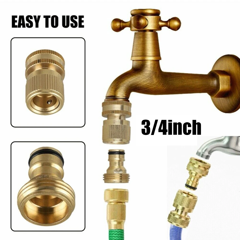 

2Pcs Male/Female Quick Connector Garden Hose Quick Connect 3/4 Inch Brass Female Thread Tap Connector Male Quick Watering Equipm