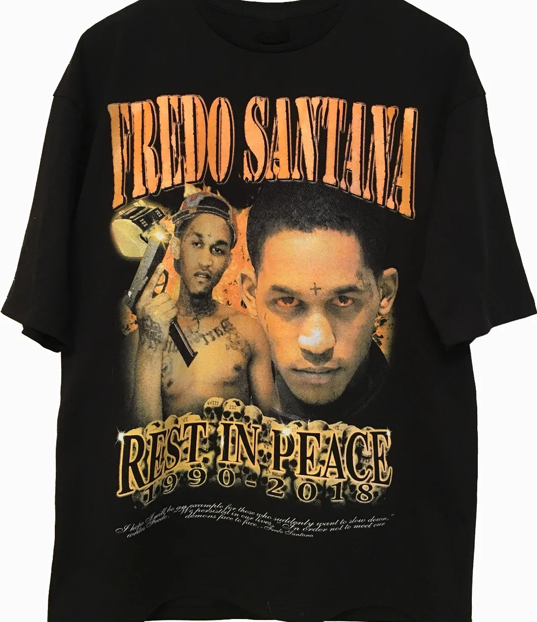 Классическая черная рубашка унисекс с надписью Thank you Fredo Santana 1990 2018