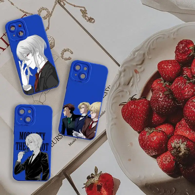 

Moriarty The Patriot anime Phone Case For iPhone 13 12 11 Pro MAX Mini X XS XR 7 8 Plus Camera Lens Liquid Silicone Klein Blue