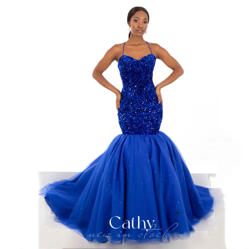 

Glitter Mermaid Prom Dress Sweetheart Mermaid Prom Party Dress Spaghetti Straps فساتين السهرة Custom Color Vestidos De Fiesta