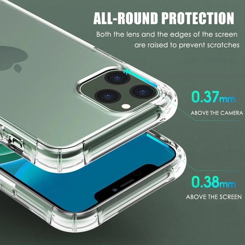 10pcs/lot Clear Shockproof Case for iPhone 13 12 11 14 Pro Max XR 7 8 Plus Clear Anti-knock Phone Shell Soft TPU Back Cover