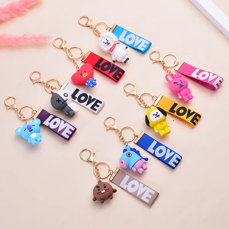 

Kawaii BT21 новый брелок аниме милая мультяшная креативная кукла автомобиль брелок для студентов подвесные аксессуары для сумок подарок