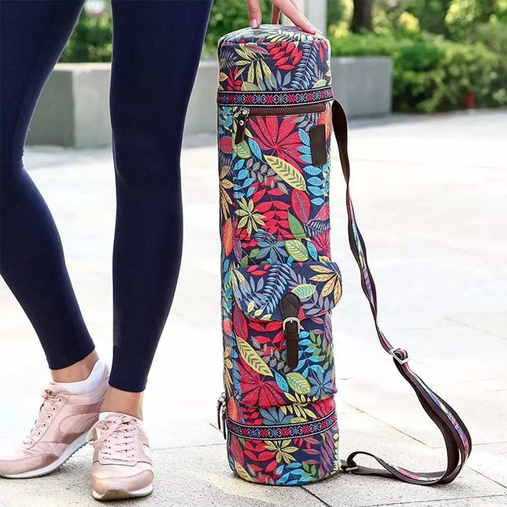 

Sports Yoga Mat Tote Bag 71cm Full Zipper Multifunction Printed Pocket Yoga Fitness Carrier Knapsack Large Capacity Storage Bag